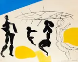 Pat Hanly, Summer Beach People, intaglio print