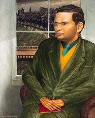 Portrait of Akbar Tyabi by Douglas MacDiarmid, oil on board, sold Sep 2016