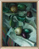 Bessie Christie, Still Life with Fruit, oil on board