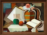 John Weeks, Objects on a Table, oil on canvasboard