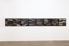 Colin McCahon, The Canoe Tainui, synthetic polymer paint on eight panels