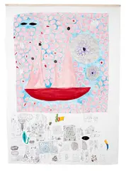 Untitled by Rohan Wealleans, ink, acrylic and oil paint on unstretched canvas (2005), sold Sep 2016