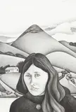 Robin White, Self Portrait with Harbour Cone, graphite on paper