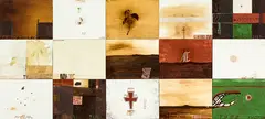 Untitled by Shane Cotton, acrylic on canvasboard, 15 panels, offered Aug 2016