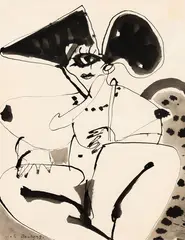 Torso G by Pat Hanly, ink and wash on paper, sold Aug 2016