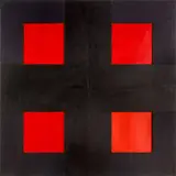 Ralph Hotere, Red Square Four (Human Rights Series), acrylic on board