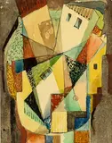 John Weks, Houses in Vortex, watercolour
