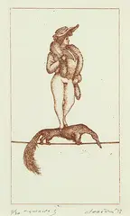 Tightrope 3 by Barry Cleavin, etching, 15/30, sold Jun 2016