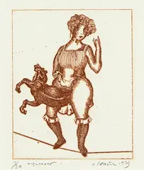 Tightrope 1 by Barry Cleavin, etching, 17/30, offered Jun 2016