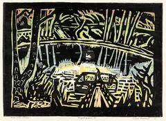 Veronica Lake by Nigel Brown, colour woodcut, 1/20, offered Jun 2016