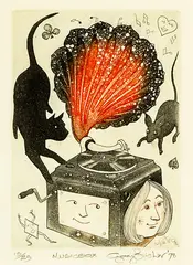 Music Box by Gary Tricker, etching, 15/25, sold Jun 2016