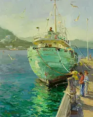 Miramar Wharf by Eugenea, oil on canvas, offered Jun 2016