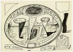 Self – Triple Portrait as a Timepiece by Gavin Chilcott, mixed media on paper, sold Jun 2016