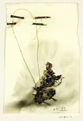 James Robinson, Re-actor, ink, wax and found objects on paper