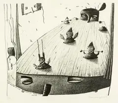 On Waking Up and Getting Ready for Work by Jennifer Dolezel, lithograph, 7/20, sold Jun 2016