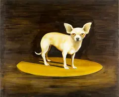 The Whistling Chihuahua by Joanna Braithwaite, oil on canvas, sold Jun 2016