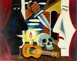 Theatrically Lit by Dick Frizzell, oil on board, sold Jun 2016