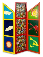 Pat Hanly, Untitled from the Pure Painting Series, acrylic, enamel and screenprint on three shaped boards