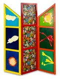 Pat Hanly, Untitled from the Pure Painting Series, acrylic, enamel and screenprint on three shaped boards