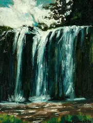Samuel Cairncross, Wanganui Falls, oil on board