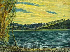 Lake Wanaka by Leonard Victor Mitchell, oil on board, offered Jun 2016
