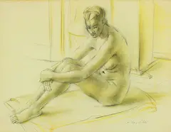 Anna Lois White, Seated Figure, graphite and crayon on paper
