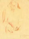 Sybil Ferguson, Self-Portrait: Study of Hanck, conte crayon on paper