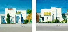 David Russell, LA – St Heliers, graphite and watercolour on paper, diptych