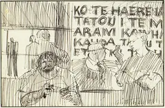 Garth Tapper, Ko Te Haere, ink on paper