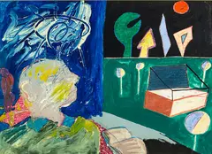 Jeffery Harris, Thoughts About the Moon, oil pastel on paper