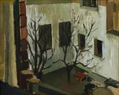 Helen Brown, Courtyard, oil on board