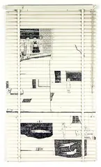 This is a Story of Two Young People by Richard Lewer, acrylic on classic found Venetian window blind (2005), offered Apr 2016