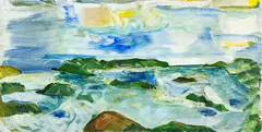 To and Fro in Otago Harbour by Anna Caselberg, acrylic on board, offered Apr 2016