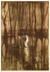 Untitled by David Noonan, etching, 34/45, offered Feb 2016
