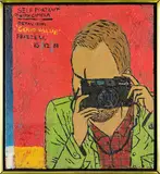 Self Portrait with Camera by Dick Frizzell, oil on board, offered Feb 2016