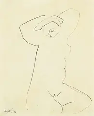 Untitled - Nude by Ralph Hotere, ink on paper, offered Feb 2016