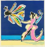 Pat Hanly, Paradise Bird escapes bather, silkscreen print, artist’s proof