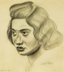 Juliet Peter, Young Woman, Wellington 1948, charcoal on paper