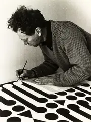 Gordon Walters working on Painting Number Nine, 1965 by Margaret Orbell, 1965, gelatin silver print, sold Feb 2016