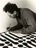 Margaret Orbell, Gordon Walters working on Painting Number Nine, 1965, 1965, gelatin silver print