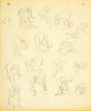 Russell Clark, 4 Farming sketches depicting saleyard, shearing and rural scenes