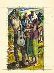 Russell Clark, Untitled - Urewera Study, gouache and graphite on paper