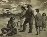 Russell Clark Paintings, approx. 21 vintage photographs of Russell Clark paintings, including Urewera images, Cabbage Tree and rural scenes, still lives and WWII Naval engagement scene