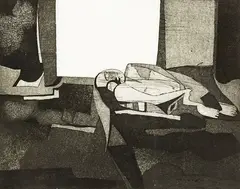 India Suite XIV, Sleeper at Dawn by Roy Dalgarno, etching, 7/25, offered Dec 2015