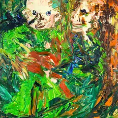 Wayne Seyb, Untitled – Two Figures, oil on board