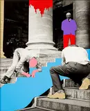 Ans Westra and Wayne Youle, Parliament Steps, Wellington: This place could do with a clean up, sign vinyl and gelatin silver print