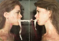 Ben Webb, Study V, watercolour and opalescent pigments on rag paper , diptych