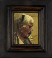 C. F. Goldie, Wiripine Ninia – An Arawa Chieftainess, oil on canvas in artist’s original kauri frame