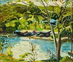Evelyn Page, Untitled – Lake View, oil on board