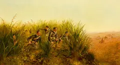 John Elder Moultray, The Ambuscade at Okehu Creek, oil on canvas